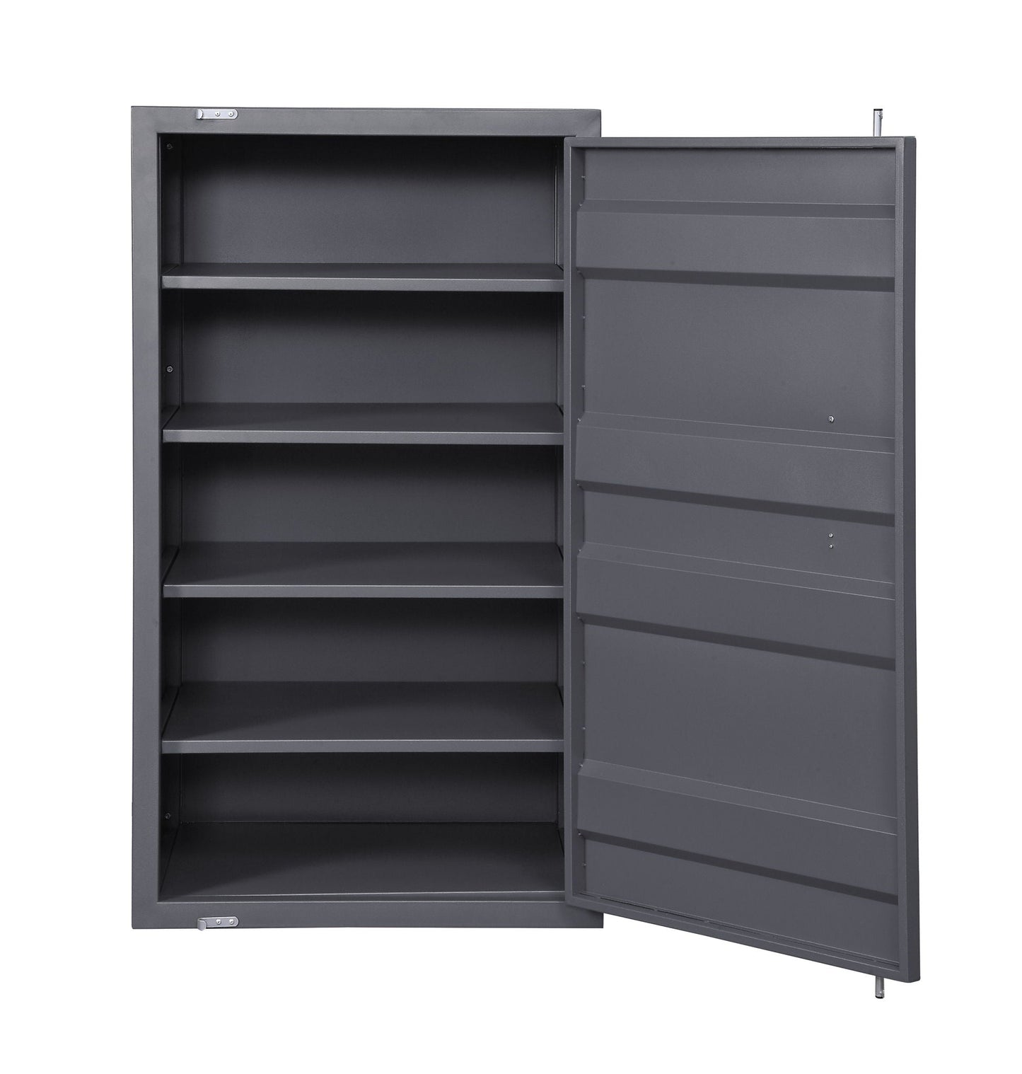 Cargo Ample Storage Chest gray metal accent with open shelves and lockable door on Tampa Home & Garden Store