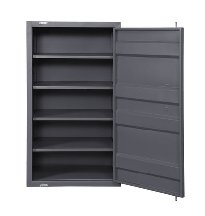 Cargo Ample Storage Chest gray metal accent with open shelves and lockable door on Tampa Home & Garden Store
