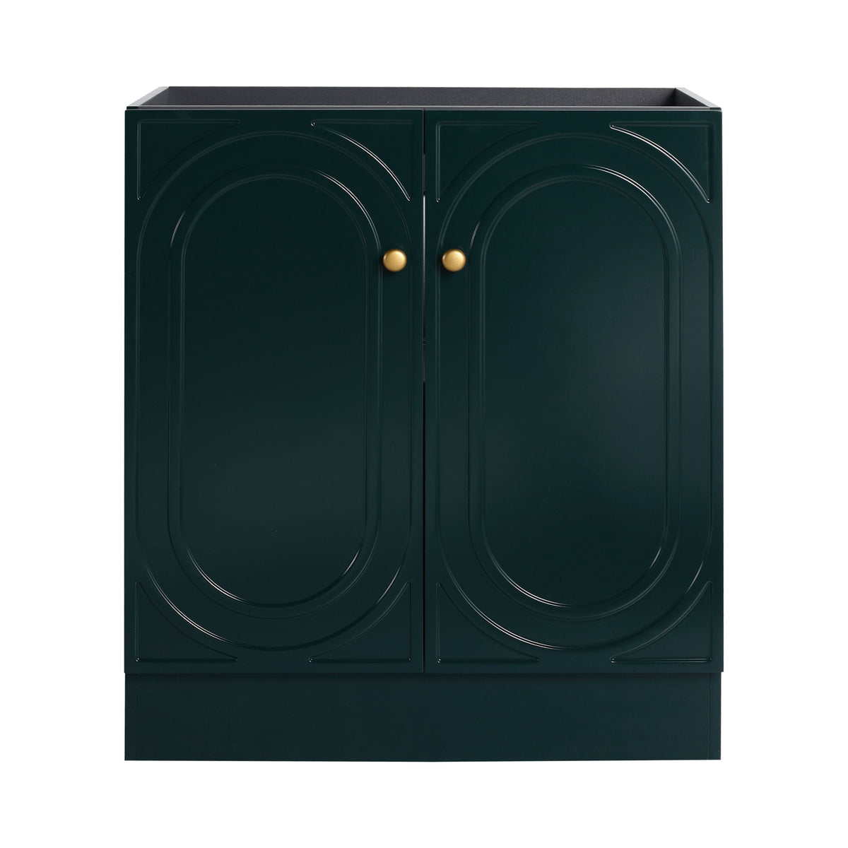 Freestanding bathroom vanity, dark green double-door cabinet with gold knobs HouseOfZazla on Tampa Home & Garden Store