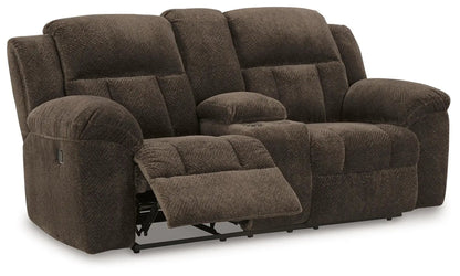Frohn double reclining loveseat with console in brown fabric by Unique Piece Furniture on Tampa Home & Garden Store