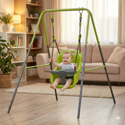 Compact Baby Swing With Safety Buckle And A Seat