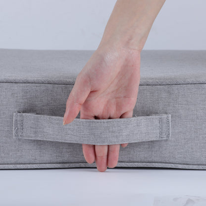 24x24 inch outdoor deep seat cushion set gray textured fabric, hand pressing cushion edge on Tampa Home & Garden Store