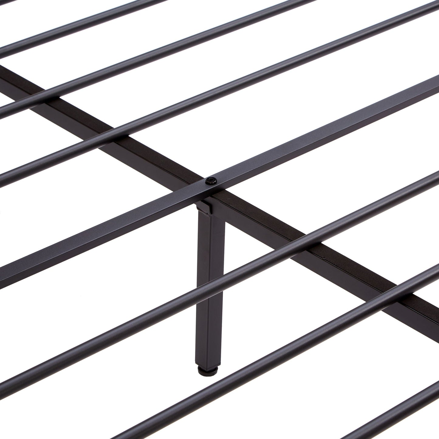 Metal platform bed frame with black finish, slat rails and sturdy legs, HouseOfZazla on Tampa Home & Garden Store
