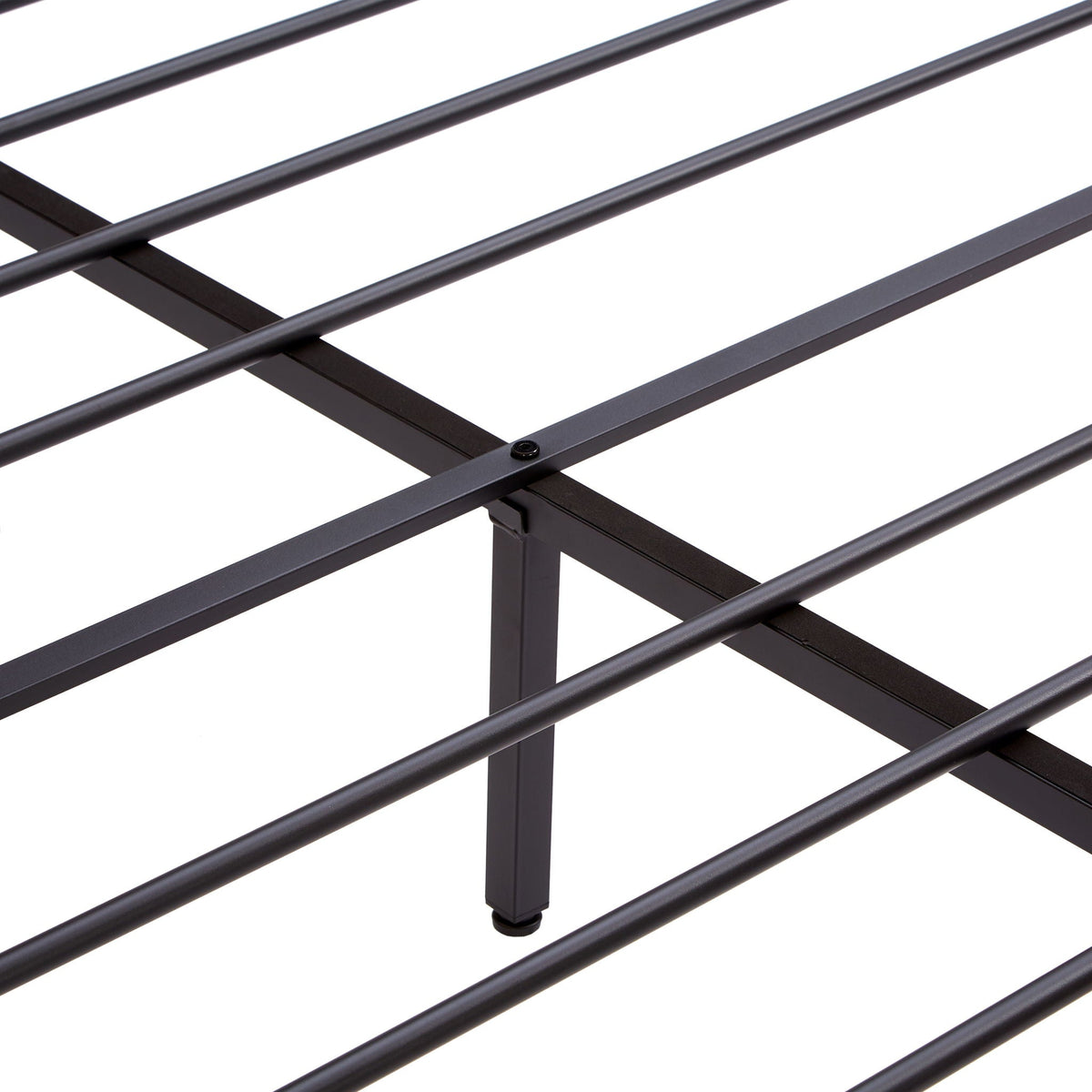 Metal platform bed frame with black finish, slat rails and sturdy legs, HouseOfZazla on Tampa Home & Garden Store