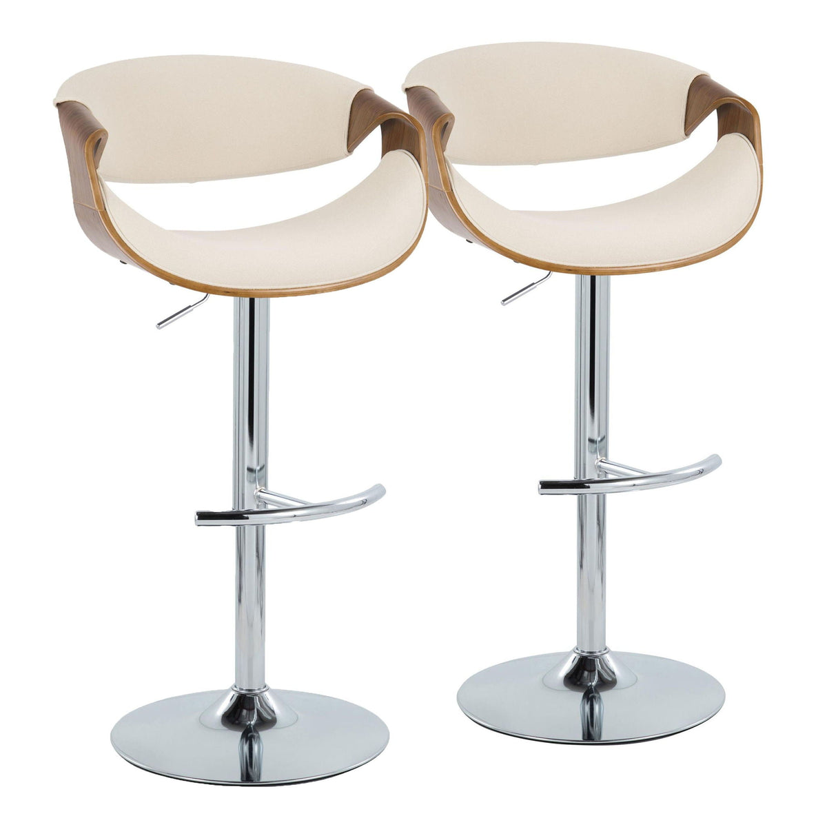 2-piece beige mid-century modern adjustable barstools set with swivel and footrest on Tampa Home & Garden Store