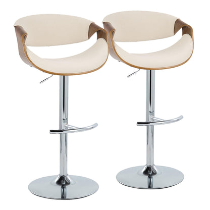 2-piece beige mid-century modern adjustable barstools set with swivel and footrest on Tampa Home & Garden Store