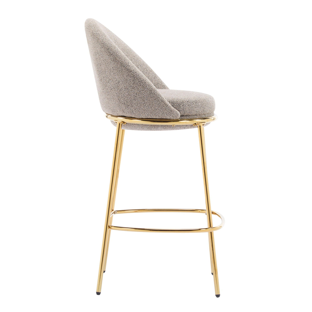 Celano Upholstered Bar Stool Set of 2 in beige boucle fabric with gold metal legs on Tampa Home & Garden Store