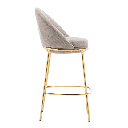 Celano Upholstered Bar Stool Set of 2 in beige boucle fabric with gold metal legs on Tampa Home & Garden Store