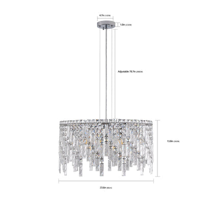 24in Luxurious Round Silver Crystal Chandelier by HouseOfZazla with crystal prisms on Tampa Home & Garden Store