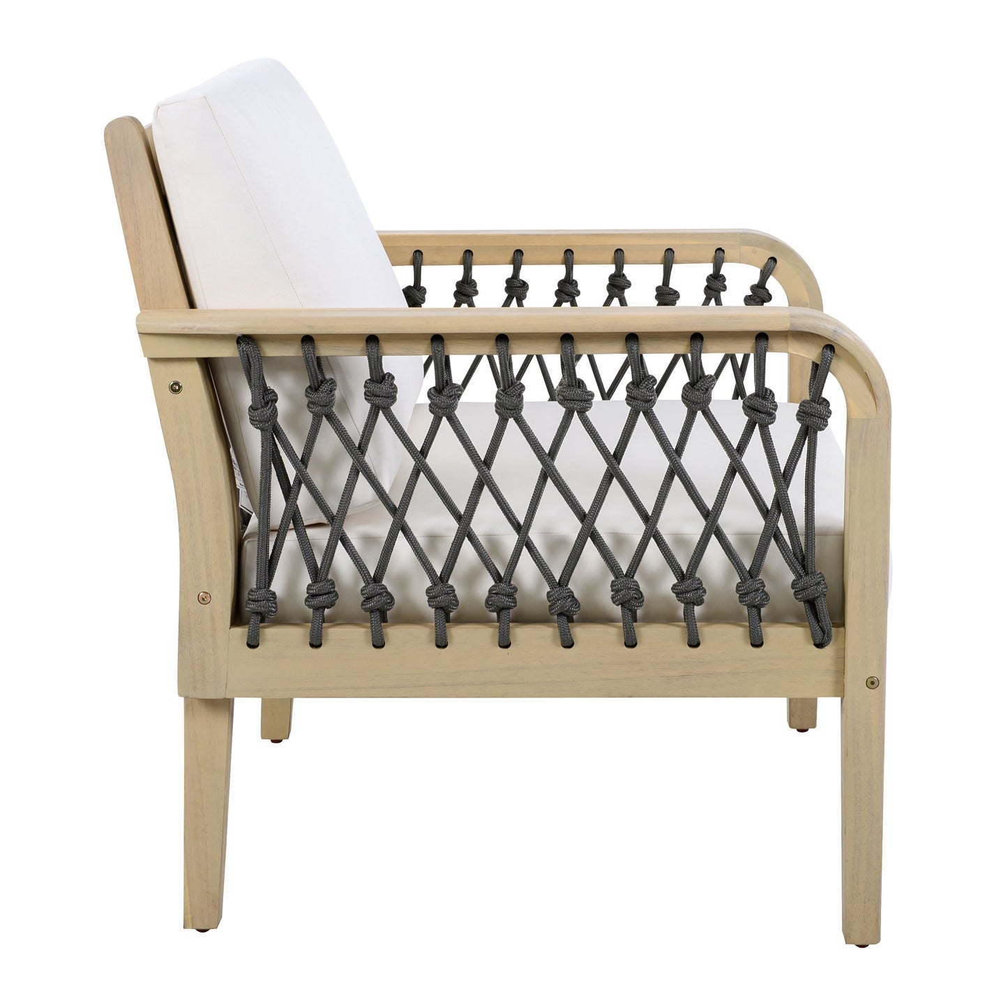 Acacia Wood Club Chair with Handwoven Rope