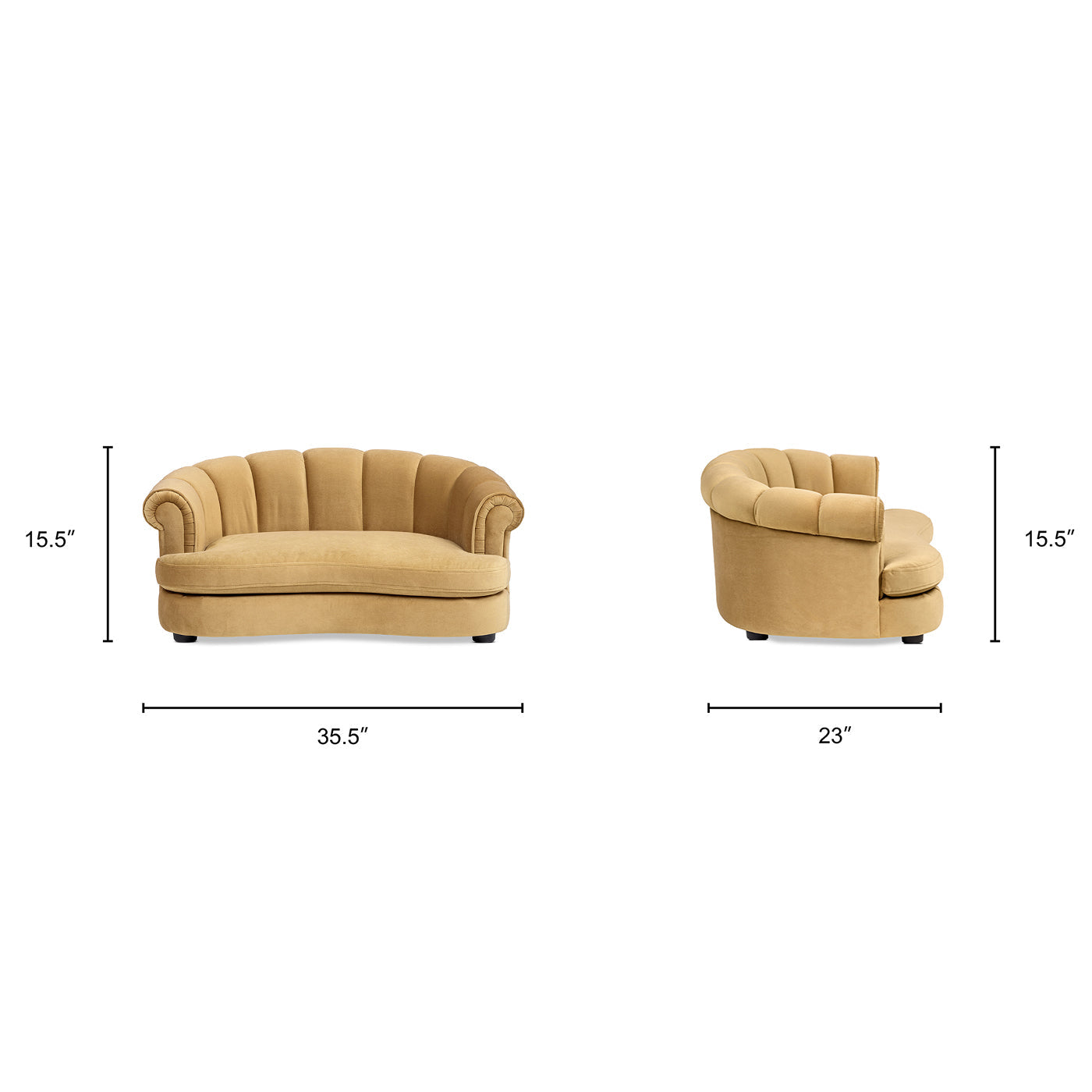 Halle 35.5in Rolled Arm Channel-Tufted Dog Sofa Bed in beige velvet by HouseOfZazla on Tampa Home & Garden Store