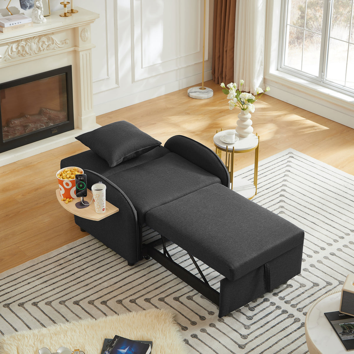 High Density Linen 3 In 1 Convertible Bed Sofa
