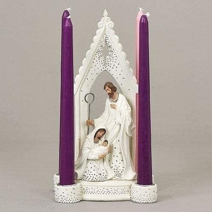 Porte-bougie de l'Avent Sainte Famille à pois argentés
