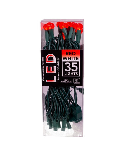 Ensemble de 35 lumières LED rouges et blanches G12 avec fil vert givré