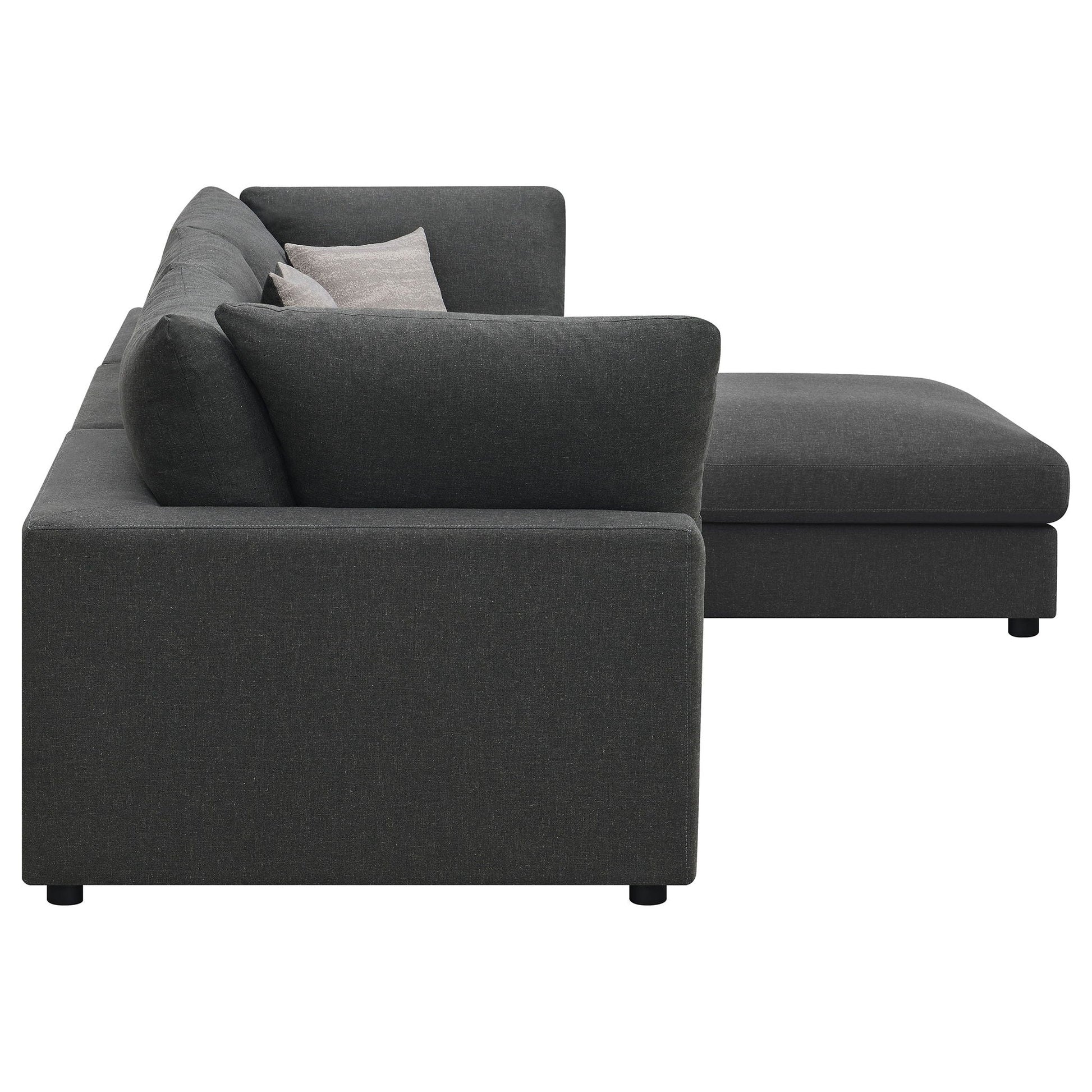 Rhette Upholstered Sectional, 2-piece gray fabric living room set by HouseOfZazla on Tampa Home & Garden Store