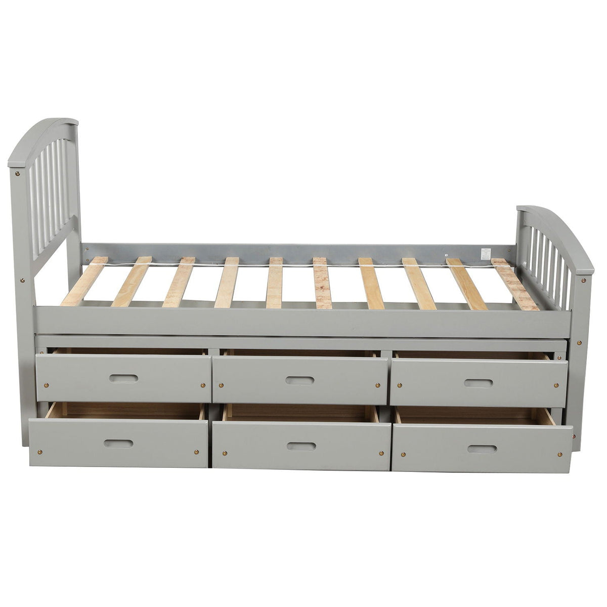 Platform storage bed in gray solid wood with 6 under-bed drawers, HouseOfZazla on Tampa Home & Garden Store