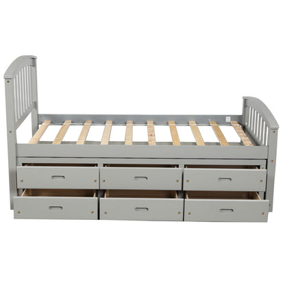 Platform storage bed in gray solid wood with 6 under-bed drawers, HouseOfZazla on Tampa Home & Garden Store