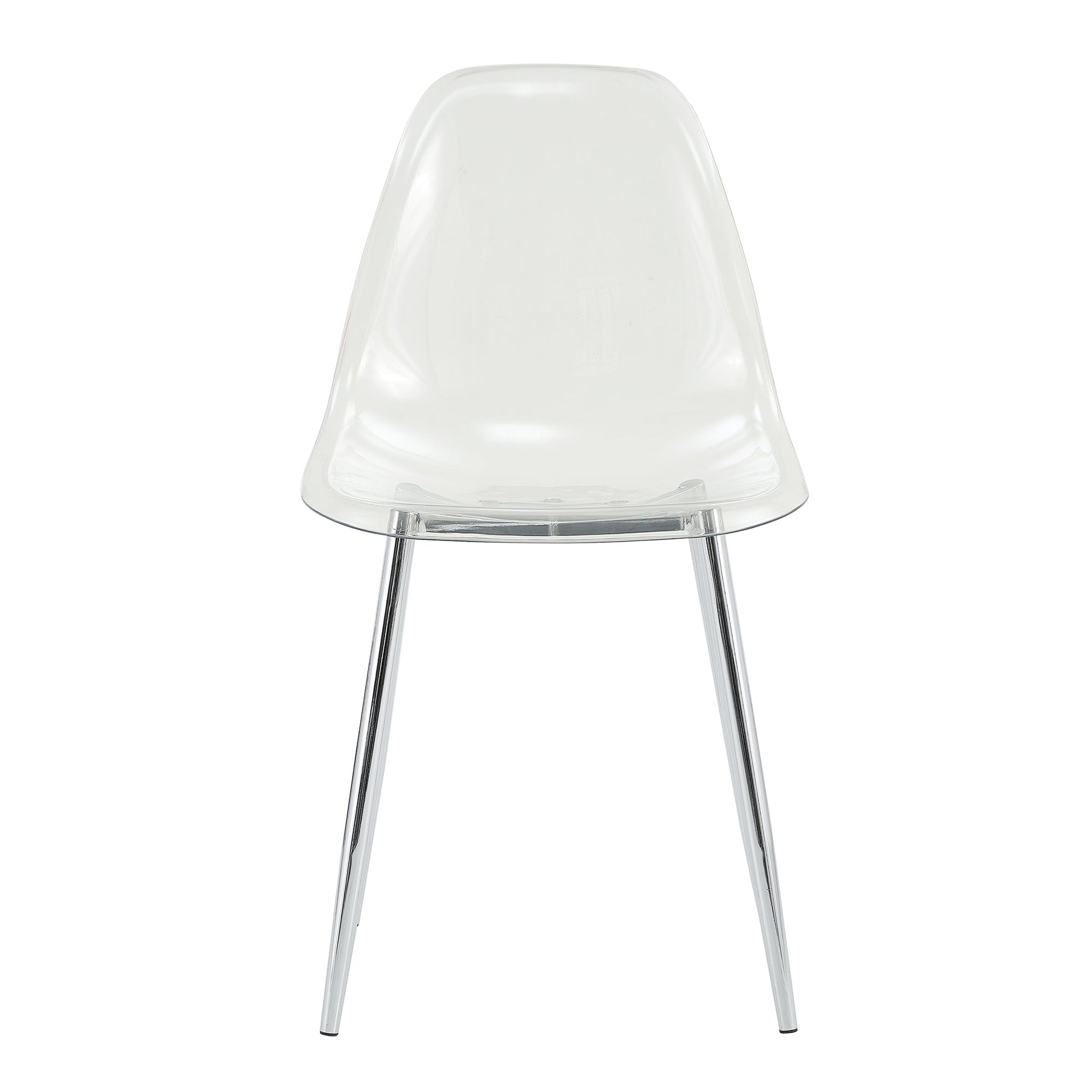 Modern Minimalist Transparent Dining Chair 6-Piece Set, clear acrylic seat, chrome legs on Tampa Home & Garden Store