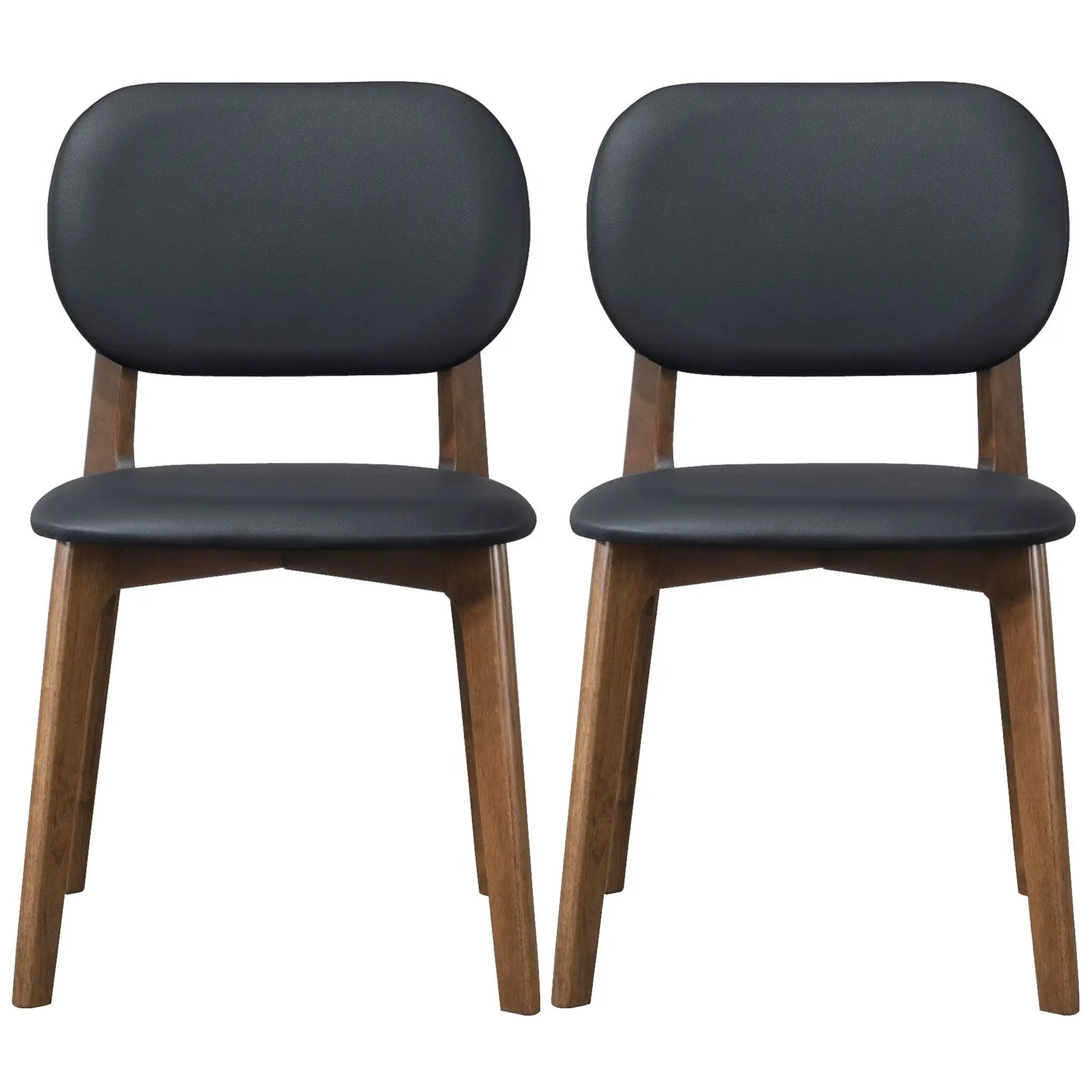 Kelsey Stylish Dining Chair Set of 2 with black upholstered seats and wood legs on Tampa Home & Garden Store