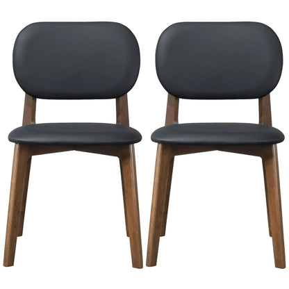 Kelsey Stylish Dining Chair Set of 2 with black upholstered seats and wood legs on Tampa Home & Garden Store