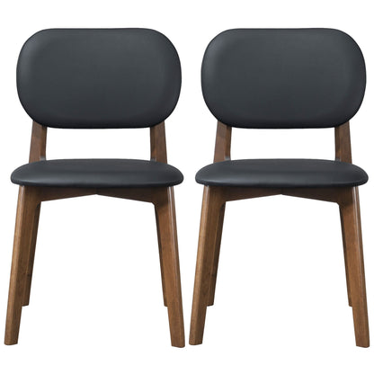 Kelsey dining chair set of 2 with black upholstered seats and backs, solid wood legs on Tampa Home & Garden Store