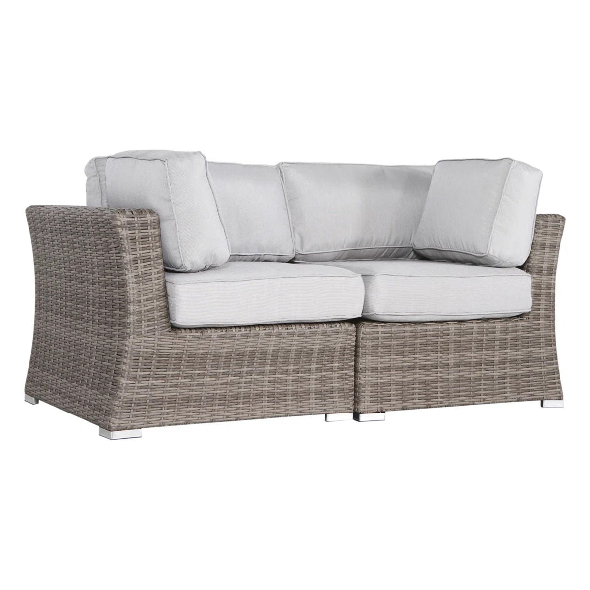 Outdoor Loveseat with Cushions all-weather wicker frame light gray cushions HouseOfZazla on Tampa Home & Garden Store