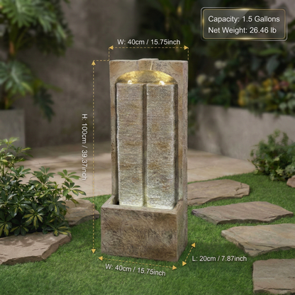39 Inch Outdoor Resin Water Fountain and Pump