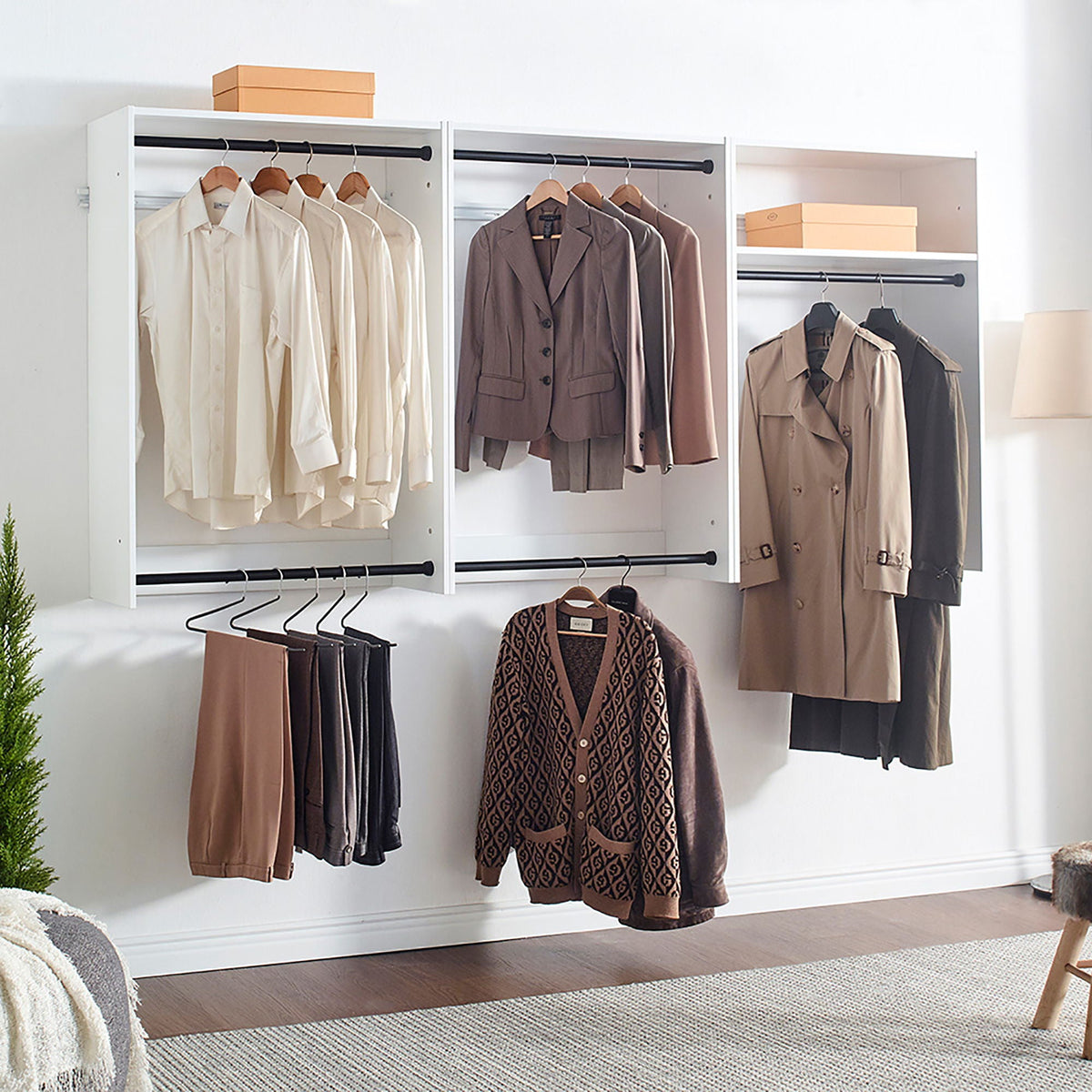 Wardrobe system wall-mounted white wood closet units with modular design by HouseOfZazla on Tampa Home & Garden Store