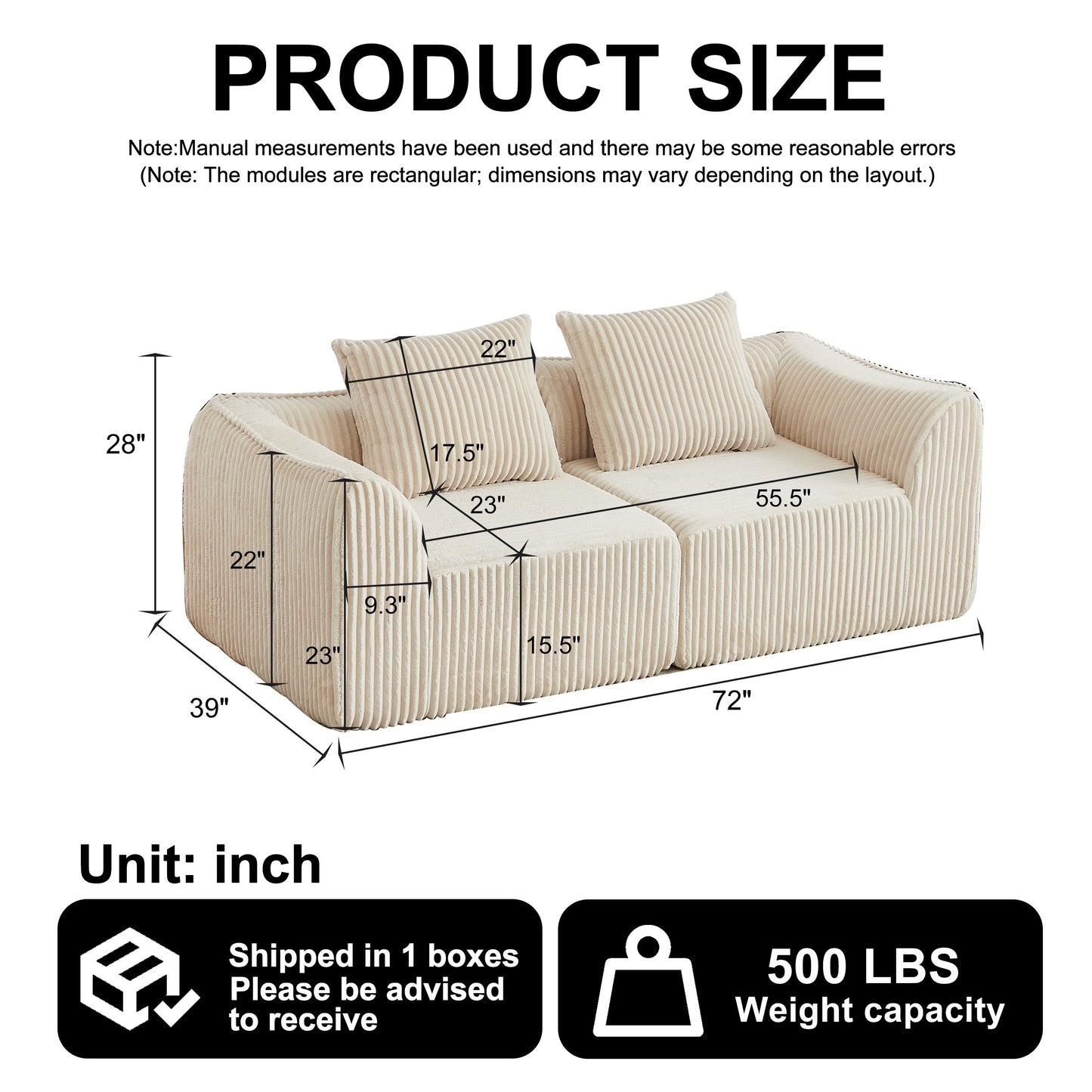 Minimalist Corduroy Sofa and a Curved Back