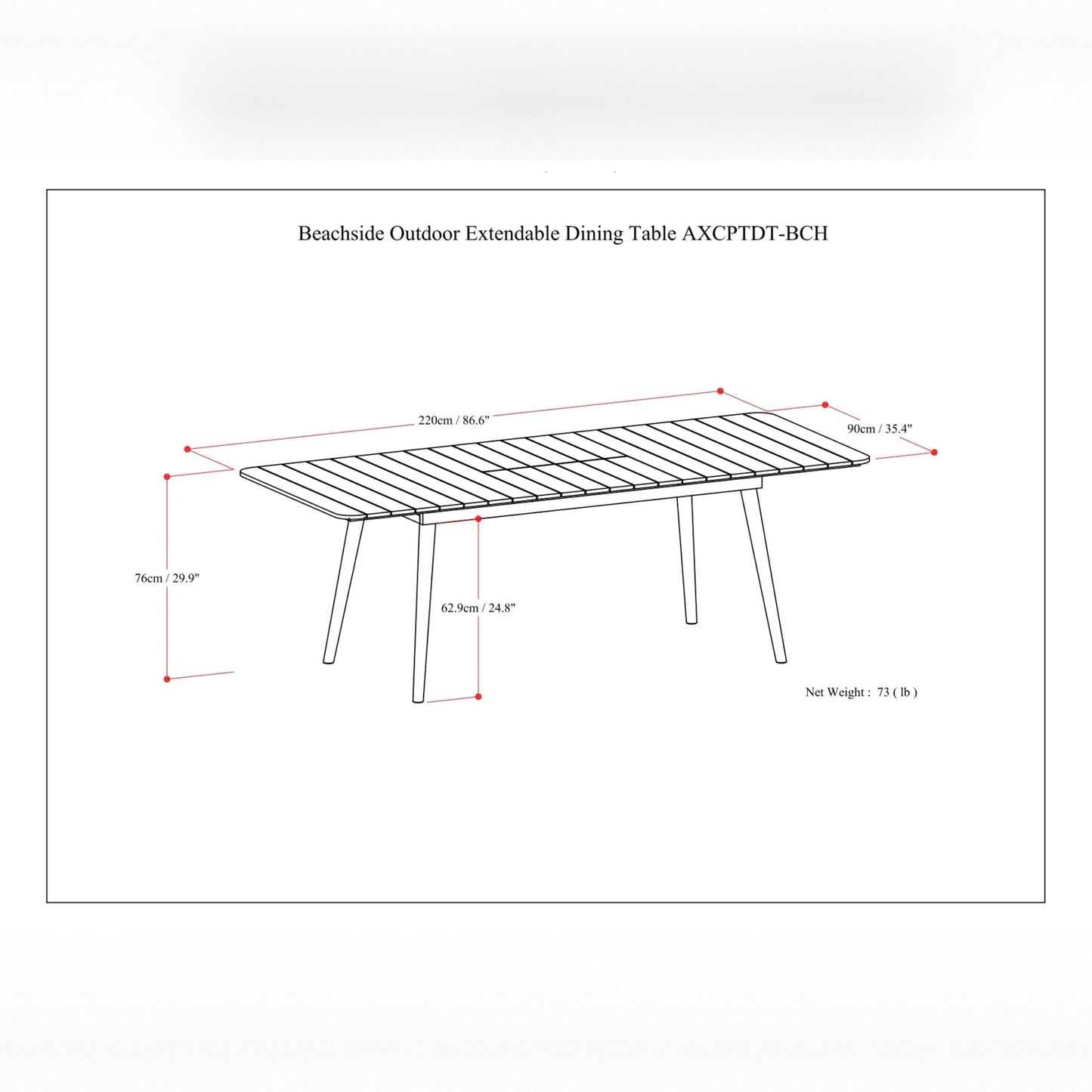 Beachside and Light Teak Extendable Table