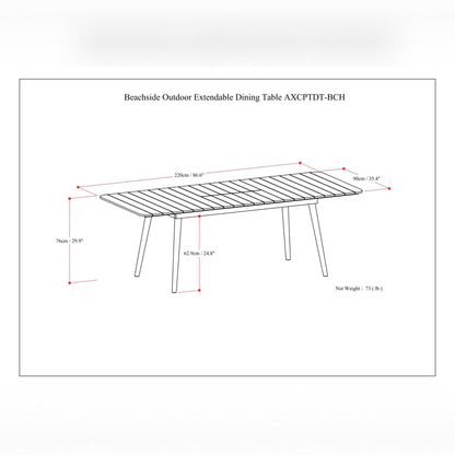 Beachside and Light Teak Extendable Table