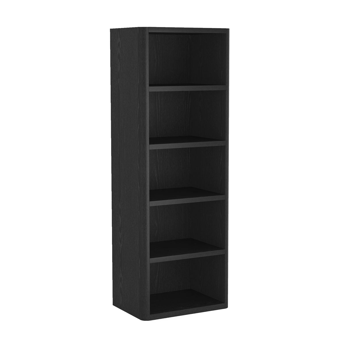 Open Bookcase with Adjustable Shelves in black woodgrain finish, 79in tall standard storage unit on Tampa Home & Garden Store