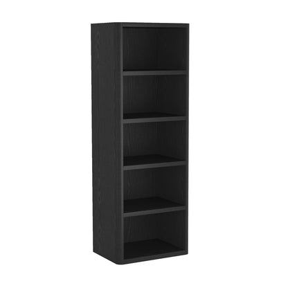 Open Bookcase with Adjustable Shelves in black woodgrain finish, 79in tall standard storage unit on Tampa Home & Garden Store
