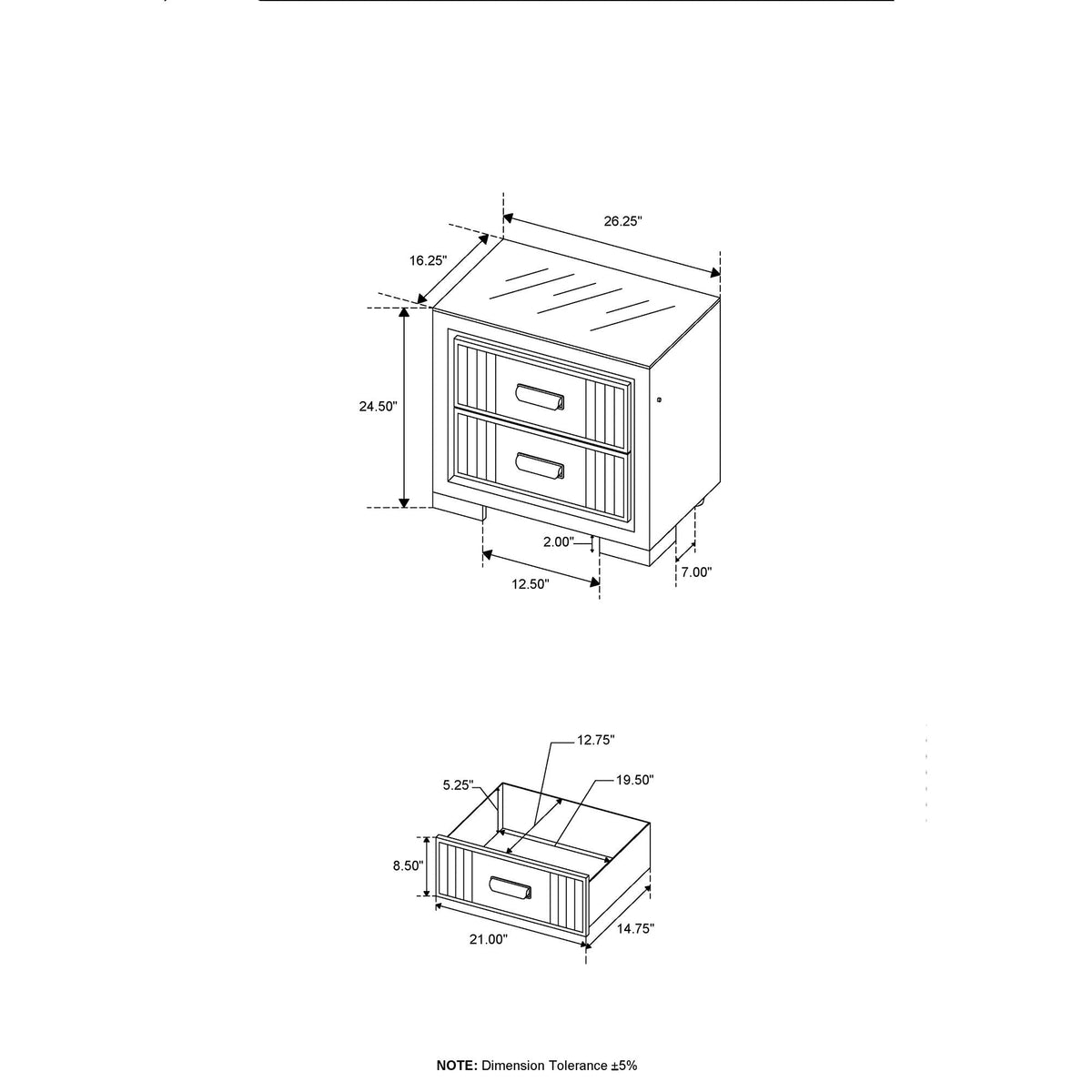 Isaiah 5 Piece Bedroom Set dresser diagram by HouseOfZazla on Tampa Home & Garden Store
