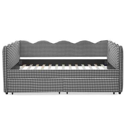 Gingham Daybed With USB Port and Wave Design