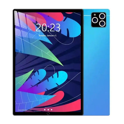 Samsung Galaxy Tab S10+ tablet front view with vibrant wallpaper and blue back panel on Tampa Home & Garden Store