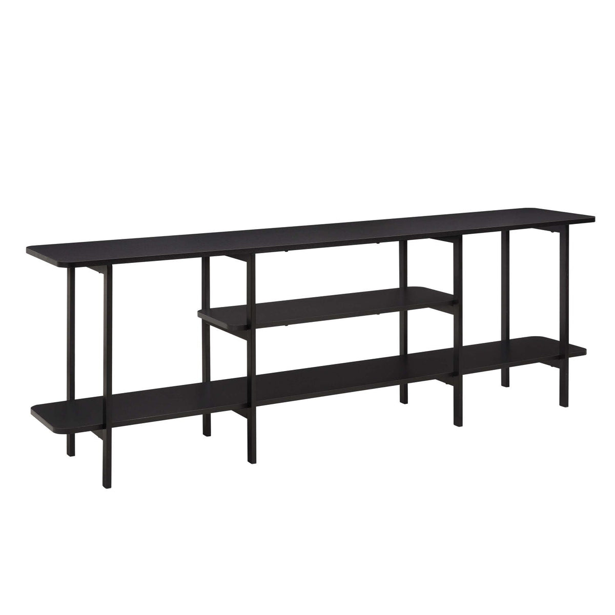 Celine 3-shelf console table by HouseOfZazla with durable wood veneer top in black finish on Tampa Home & Garden Store
