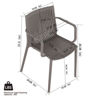Gray plastic stackable armchair with slatted back and curved arms by HouseOfZazla on Tampa Home & Garden Store