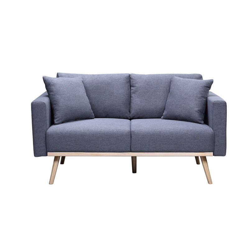 Easton Fabric Loveseat blue-gray upholstery with two seat cushions and two throw pillows on Tampa Home & Garden Store