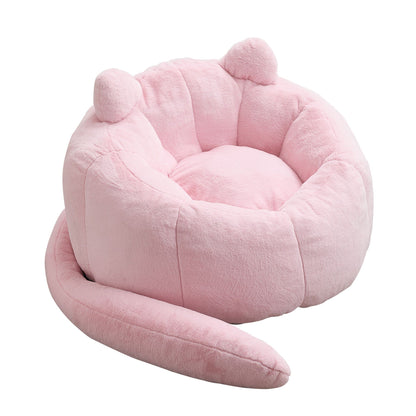 Cat Shaped Bean Bag Sofa With Long Tail pink plush by HouseOfZazla on Tampa Home & Garden Store