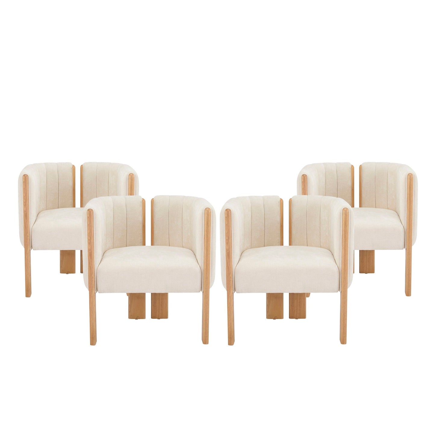 Comfort Stylish Seating Dining Chair Set beige fabric with natural wood legs (6 chairs) on Tampa Home & Garden Store