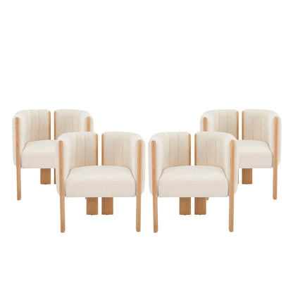 Comfort Stylish Seating Dining Chair Set beige fabric with natural wood legs (6 chairs) on Tampa Home & Garden Store