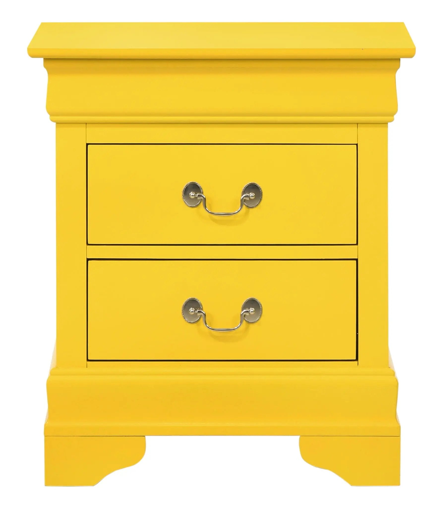 Traditional style yellow nightstand with metal pulls by Unique Piece Furniture on Tampa Home & Garden Store