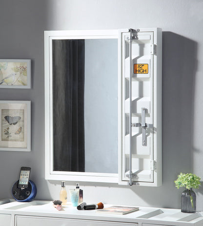 Cargo Vanity Mirror white storage cabinet with built-in shelves by HouseOfZazla on Tampa Home & Garden Store