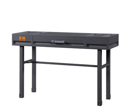Cargo Vanity Desk with functional storage, dark gray metal frame and central long drawer on Tampa Home & Garden Store