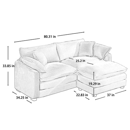 Modern oversized modular cushion sofa with ottoman, low back, deep seating; 2pc living room set on Tampa Home & Garden Store