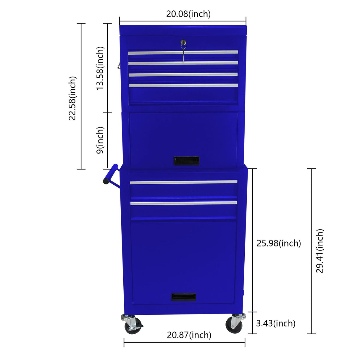 6 Drawer Lockable Tool Cabinet with Detachable Toolbox blue steel on wheels by HouseOfZazla on Tampa Home & Garden Store