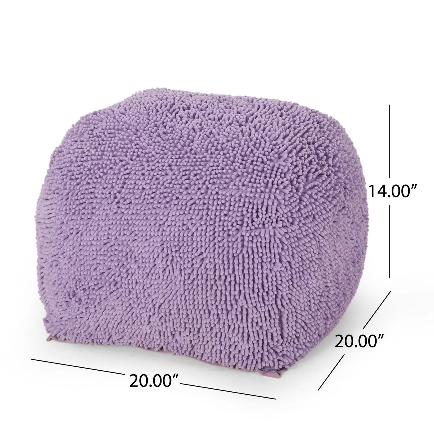 Spongy square pouf lavender purple plush fabric 20-inch, Unique Piece Furniture accent pouf on Tampa Home & Garden Store