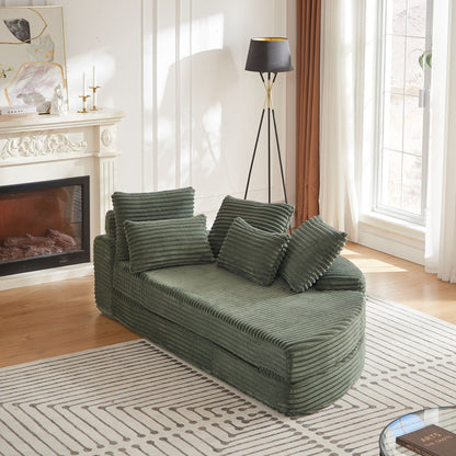 Semi Circular Corduroy Sofa Bed With Pillow