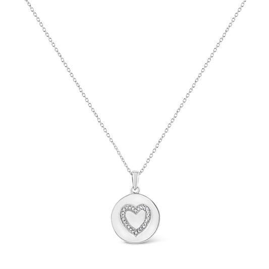 Sterling silver heart pendant with diamond-accent emblem on 18in chain on Tampa Home & Garden Store